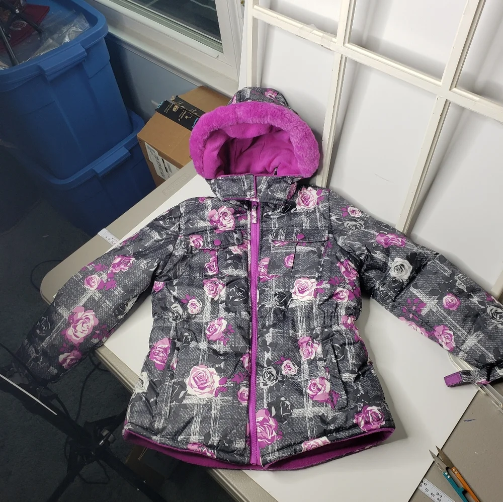 Wippette Girls 6X Rose Camo Hoodie Snow Gorp Fleece Lined Jacket Puffer Coat 6